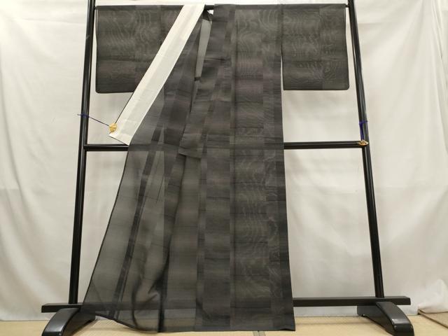 平和屋着物＊夏物　本場大島紬　夏大島　横段文　正絹　逸品　AABL6262st