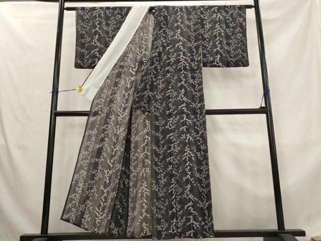 平和屋着物＊夏物　小紋　紗　枝花文　洗える着物　AABL6264st