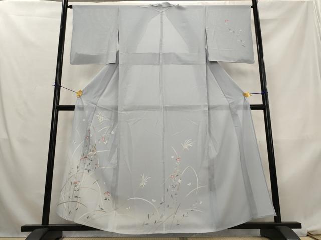 平和屋着物＊夏物　訪問着　絽　友禅　花蝶文　暈し染め　正絹　逸品　AABL6268st