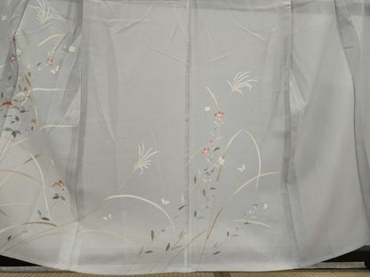 平和屋着物＊夏物　訪問着　絽　友禅　花蝶文　暈し染め　正絹　逸品　AABL6268st