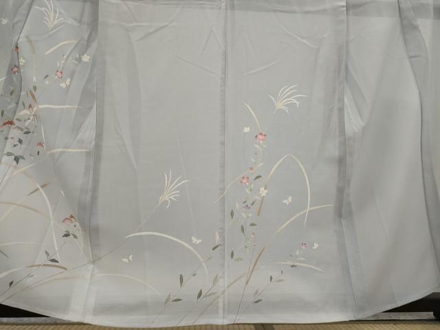 平和屋着物＊夏物　訪問着　絽　友禅　花蝶文　暈し染め　正絹　逸品　AABL6268st