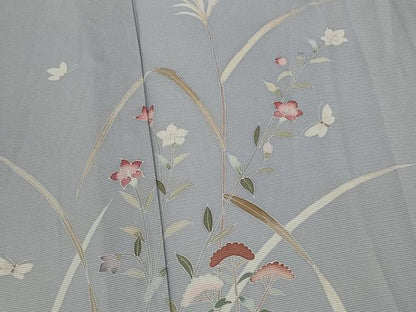 平和屋着物＊夏物　訪問着　絽　友禅　花蝶文　暈し染め　正絹　逸品　AABL6268st