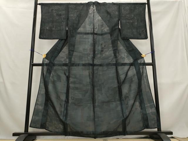 平和屋着物＊夏物　色無地　二重紗　藍鉄色　正絹　逸品　AABL6271st