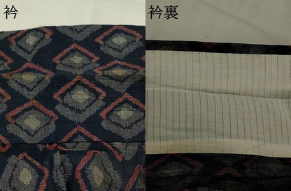 平和屋着物＊夏物　小紋　ちぢみ織　菱づくし　AABL6272st