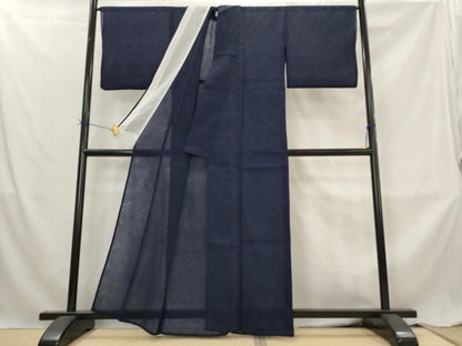 平和屋着物＊夏物　小紋　ちぢみ織　草葉文　AABL6273st