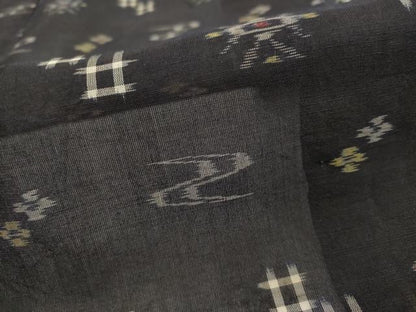 平和屋着物＊夏物　本場琉球絣　夏琉球　黒地　正絹　逸品　AABL6275st