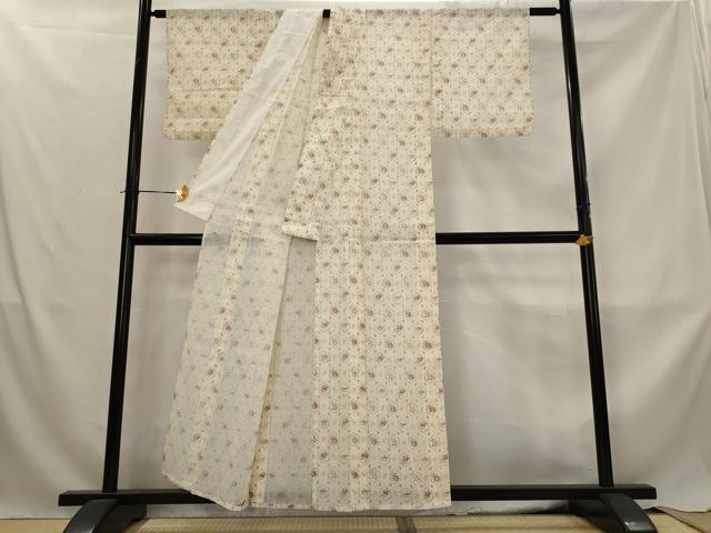 平和屋着物＊夏物　小紋　紗　亀甲花文　AABL6277st