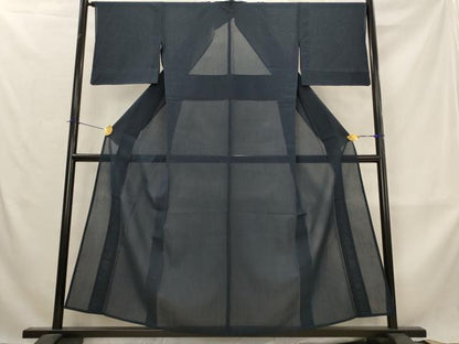 平和屋着物＊夏物　色無地　紗紬　青褐色　正絹　逸品　AABL6280st