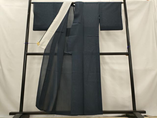 平和屋着物＊夏物　色無地　紗紬　青褐色　正絹　逸品　AABL6280st