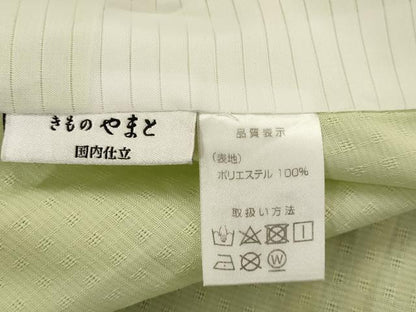 平和屋着物＊夏物　色無地　格子文紗　若葉色　ロング丈　洗える着物　AABL6283st