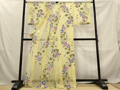 平和屋着物＊夏物　小紋　紗　朝顔　AABL6284st