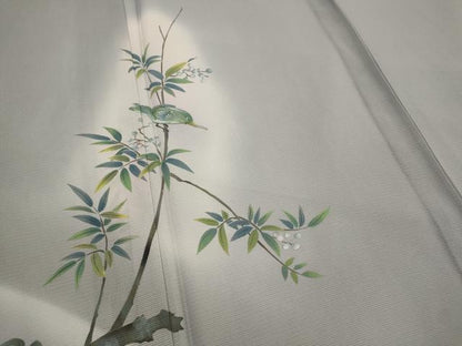 平和屋着物＊夏物　訪問着　絽　手描き　休み鳥　暈し染め　正絹　逸品　AABL6285st