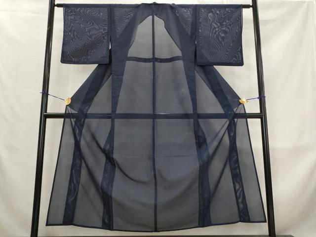 平和屋着物＊夏物　色無地　絽　青褐色　洗える着物　AABL6291st