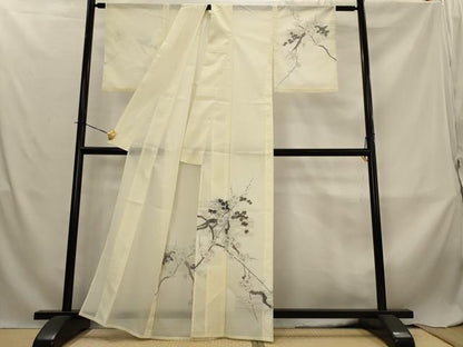 平和屋着物＊夏物　訪問着　絽　枝梅文　洗える着物　AABL6293st