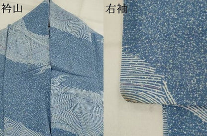 平和屋着物＊夏物　小紋　絽縮緬　流水文　洗える着物　AABL6296st