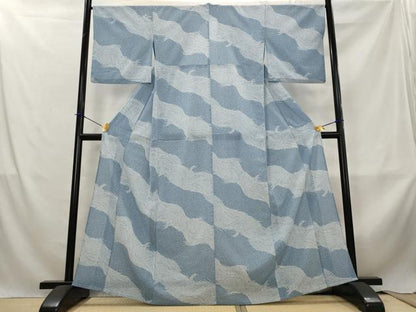 平和屋着物＊夏物　小紋　絽縮緬　流水文　洗える着物　AABL6296st