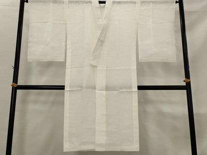 平和屋着物＊夏物　長襦袢　流水草花紋紗　白色　麻　逸品　AABL6302st