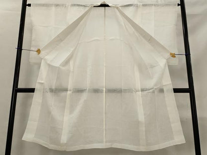 平和屋着物＊夏物　長襦袢　流水草花紋紗　白色　麻　逸品　AABL6302st