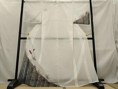 平和屋着物＊夏物　訪問着　絽　舞蝶文　洗える着物　AABL6305st
