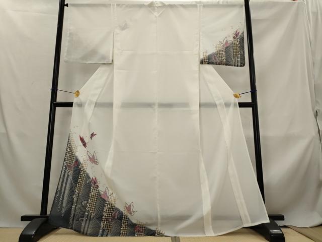 平和屋着物＊夏物　訪問着　絽　舞蝶文　洗える着物　AABL6305st