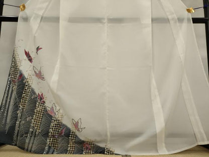 平和屋着物＊夏物　訪問着　絽　舞蝶文　洗える着物　AABL6305st