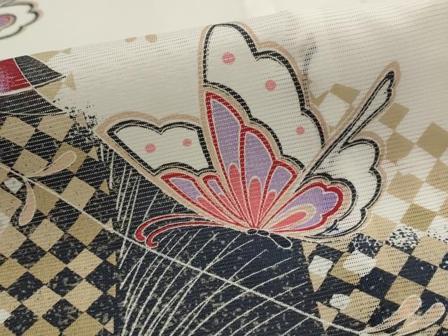 平和屋着物＊夏物　訪問着　絽　舞蝶文　洗える着物　AABL6305st