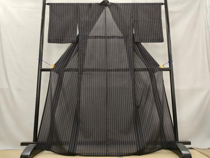 平和屋着物＊夏物　お召　紗　縞　正絹　逸品　AABL6311st