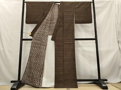 平和屋着物＊夏物　紗紬　横段文　正絹　逸品　AABL6313st