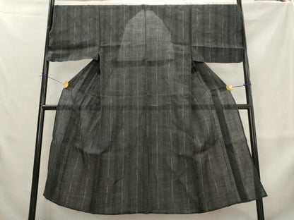 平和屋着物＊夏物　男性　小紋　浴衣兼用　間道　麻　逸品　AABL6314st
