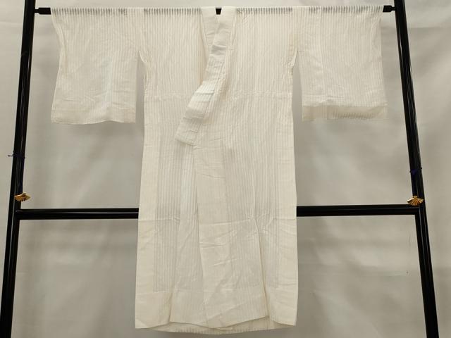 平和屋着物＊夏物　長襦袢　縞紋紗　生成り色　正絹　逸品　AABL6315st
