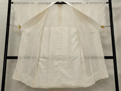 平和屋着物＊夏物　長襦袢　縞紋紗　生成り色　正絹　逸品　AABL6315st