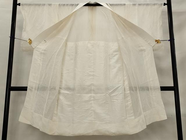 平和屋着物＊夏物　長襦袢　縞紋紗　生成り色　正絹　逸品　AABL6315st