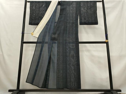 平和屋着物＊夏物　お召　紗　格子　正絹　逸品　AABL6350st