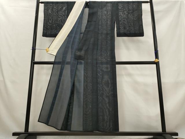 平和屋着物＊夏物　お召　紗　格子　正絹　逸品　AABL6350st