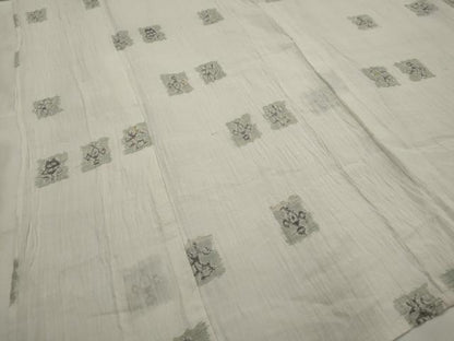 平和屋着物＊夏物　本場小千谷ちぢみ　色紙花文　麻　逸品　AABL6355st