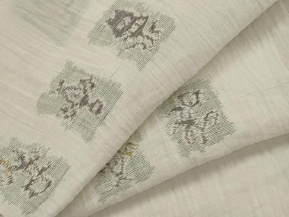 平和屋着物＊夏物　本場小千谷ちぢみ　色紙花文　麻　逸品　AABL6355st