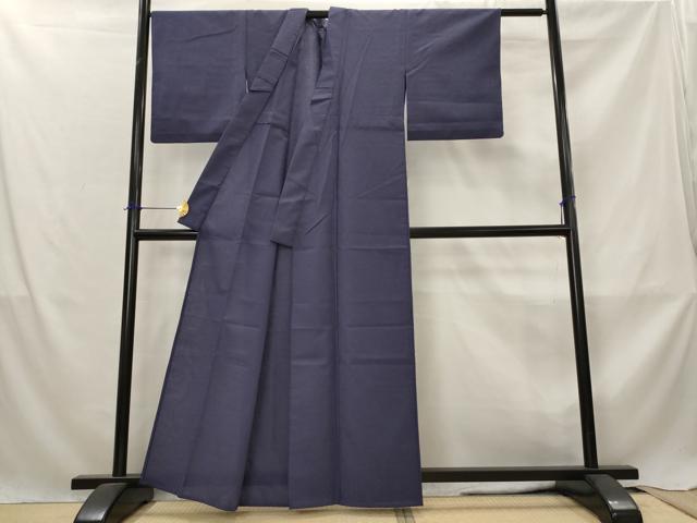 平和屋着物＊夏物　色無地　墨流し紋紗　濃鼠色　洗える着物　AABL6358st