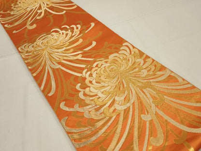 平和屋着物◎両面　六通柄袋帯　乱菊　金糸　正絹　逸品　AABL6367ou