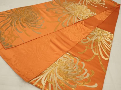 平和屋着物◎両面　六通柄袋帯　乱菊　金糸　正絹　逸品　AABL6367ou