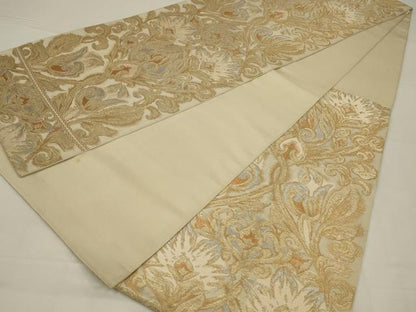 平和屋着物◎六通柄　本袋帯　花唐草文　金銀糸　正絹　逸品　AABL6372ou