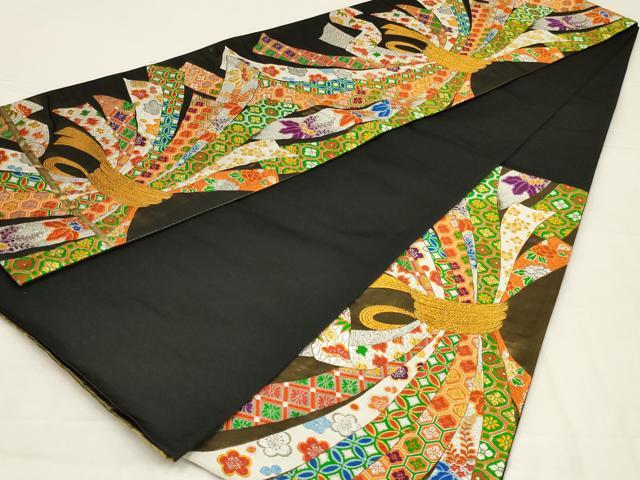平和屋着物◎六通柄袋帯　唐織　束ね熨斗吉祥花文　金銀糸　正絹　逸品　AABL6374ou