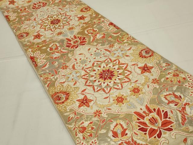平和屋着物◎六通柄　本袋帯　唐織　飾花文　金銀糸　正絹　逸品　AABL6380ou