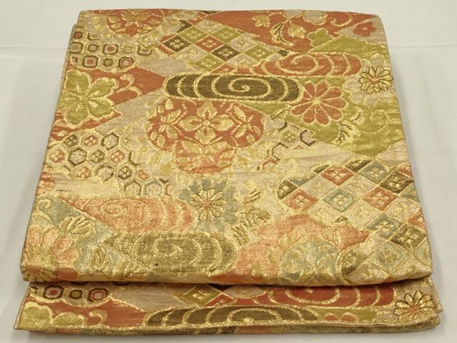 平和屋着物◎佐賀錦　六通柄袋帯　松皮菱吉祥花文　正絹　逸品　AABL6386ou