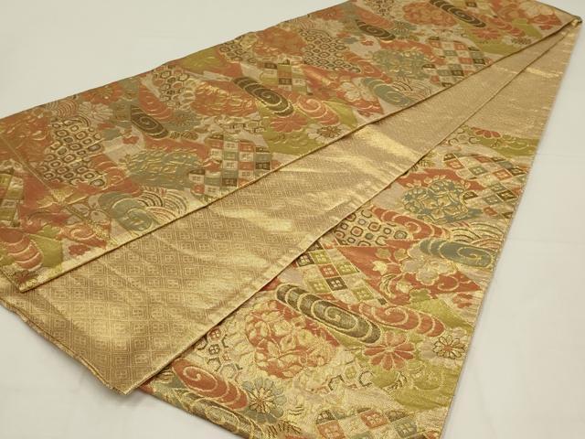 平和屋着物◎佐賀錦　六通柄袋帯　松皮菱吉祥花文　正絹　逸品　AABL6386ou