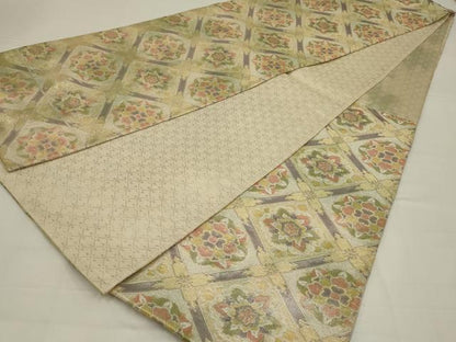 平和屋着物◎七彩佐賀錦　六通柄袋帯　花天井文　金銀糸　正絹　逸品　AABL6387ou