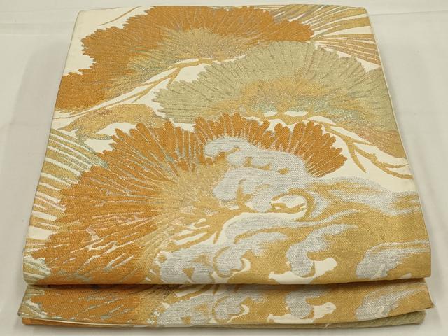 平和屋着物◎六通柄袋帯　松文　金銀糸　正絹　逸品　AABL6392ou