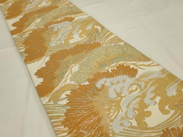 平和屋着物◎六通柄袋帯　松文　金銀糸　正絹　逸品　AABL6392ou