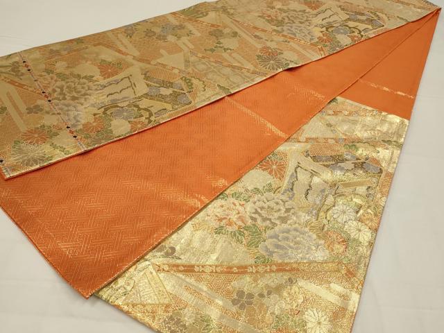 平和屋着物◎本佐賀錦　六通柄袋帯　王院屏風文　金糸　正絹　逸品　AABL6396ou