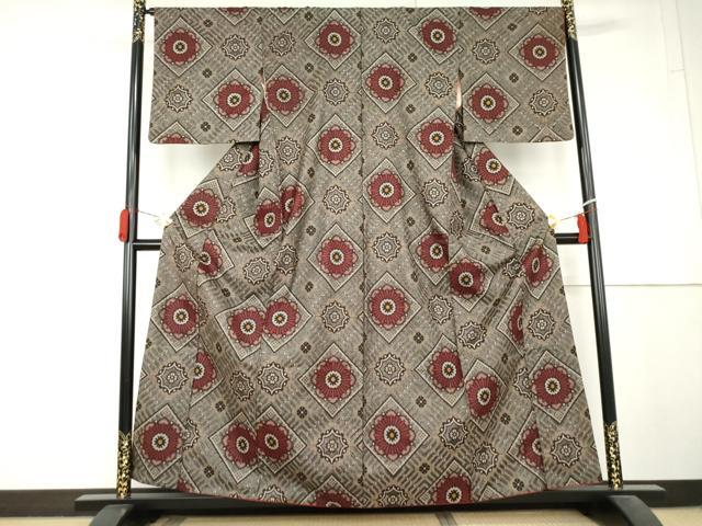 平和屋着物●本場大島紬　龍郷絣　正絹　逸品　AABL6401cs