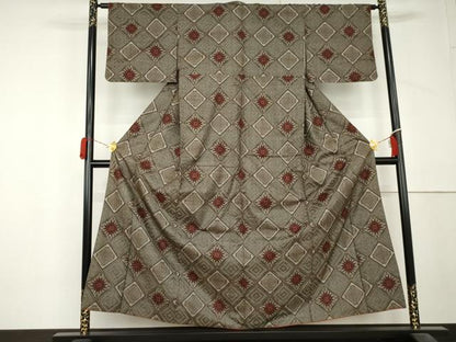 平和屋着物●本場大島紬　龍郷絣　正絹　逸品　AABL6403cs